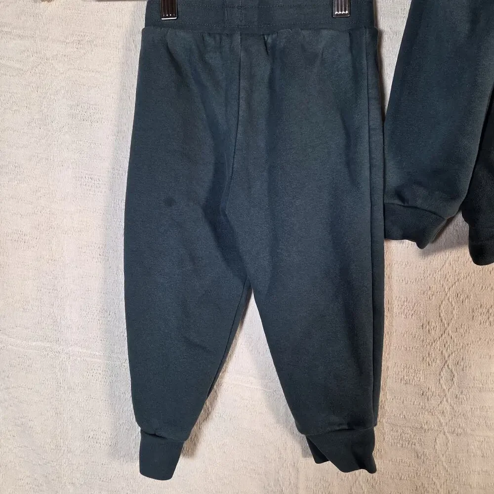 Adidas Toddler Tracksuit Set 3T Green Hoodie Sweatpants‎ Trefoil Logo Outfit